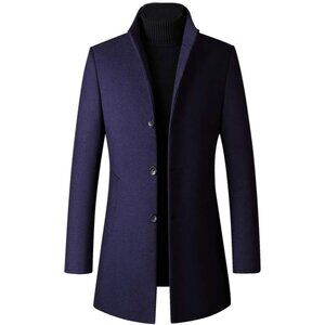 Men's Wine Trench Coat Coat Single Breasted Business Overcoat